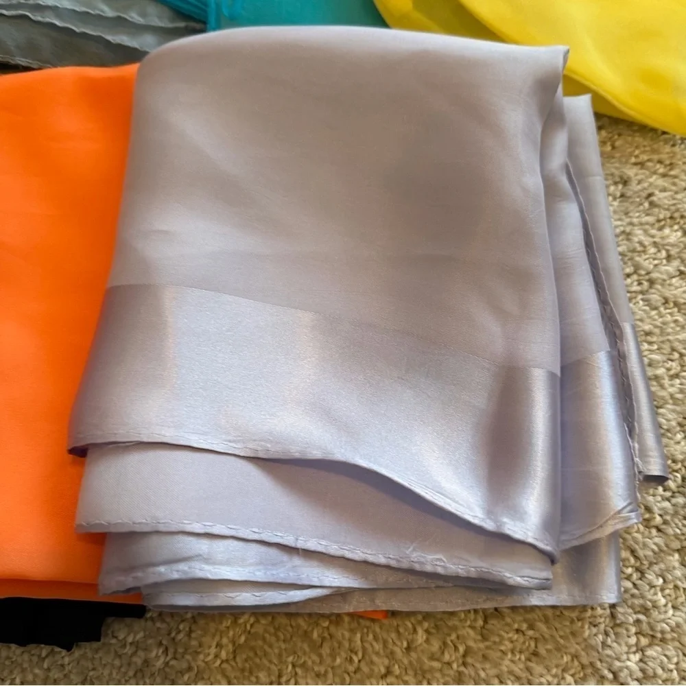 Solid Color Vintage Scarves Scarf Yellow Orange Purple Cream Black Blue Lot 8x